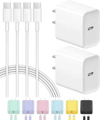 Vista 10 de Cargador de carga rápida USB C para iPhone 17, 16, 15, paquete de 2 cargadores tipo C, cable de 6 pies para iPhone 17/17 Plus/17 Pro/17 Pro Negro