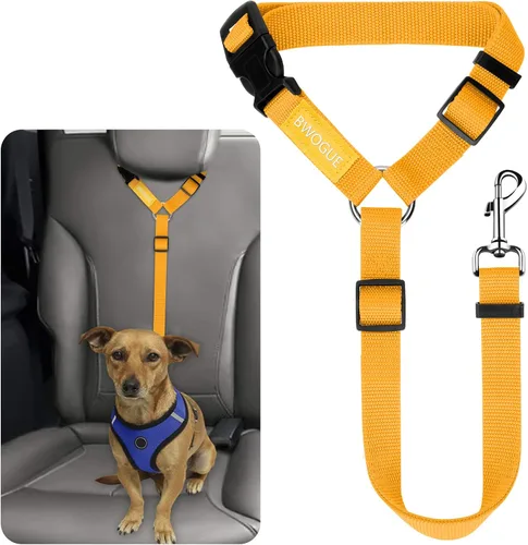 Vista 27 de BWOGUE Arnés de cinturón de seguridad para mascotas, cinturón de seguridad ajustable para reposacabezas de coche, arnés de cinturón de seguridad
