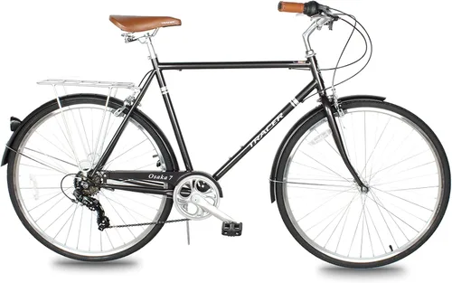 Vista 17 de Tracer Osaka - Bicicletas híbridas, marco de acero, Shimano Nexus Inter 3/7 velocidades, agarre marrón asiento marrón, bicicleta de carretera
