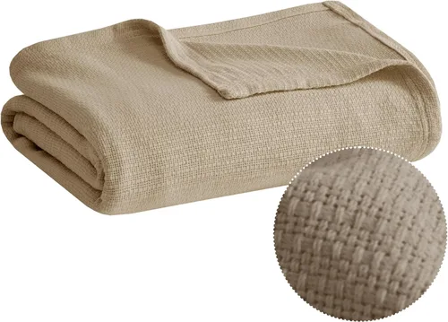 Vista 10 de Madison Park Freshspun Tejido de Cesta Luxury Manta de Algodón Azul 66x90" Tamaño Individual Tejido de Cesta Premium Suave y Acogedora 100% Algodón