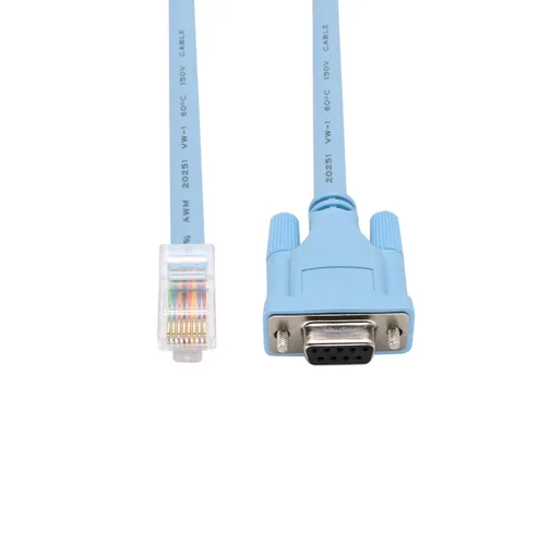 Vista 2 de Cable de consola Cisco de 9 pines DB9 hembra Serial RS232 a RJ45 macho Cat5 Ethernet LAN Rollover Cable de conmutador Cisco (DB9P a RJ45 1.8M)