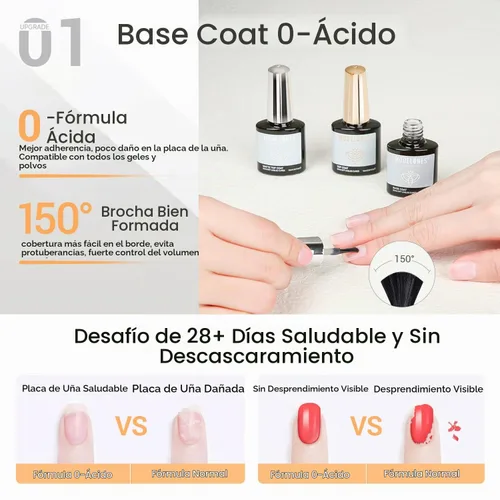 Vista 3 de modelones Gel Top Base Coat Set No Wipe Glossy Matte Finish 3PCS A-transparente-3