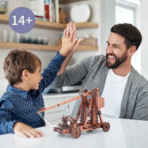 Vista 3 de Toystub - Rompecabezas de madera en 3D para bricolaje para adultos, kit de construcción de modelo de catapulta de trebuchet, kit de ingeniería