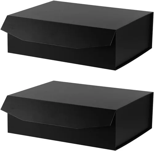 Vista 28 de 1 paquete de caja de regalo negra con tapas, pequeña de 12 x 8 x 2.7 pulgadas, cajas de regalo para ropa, cajas de regalo para camisas con cinta