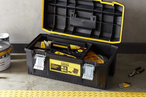 Vista 14 de STANLEY FATMAX - Caja de herramientas impermeable de 22.8 in, resistente al agua, gran capacidad de almacenamiento, ranura en V para corte extra