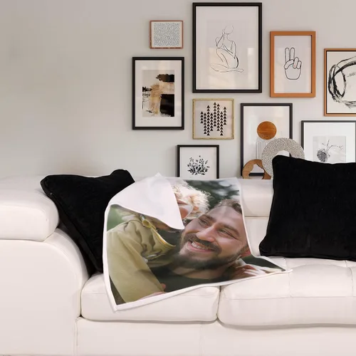 Vista 2 de FrameStory Manta personalizada con fotos y texto, totalmente personalizable con tus fotos y mensajes, manta de forro polar suave y suave, 30 x 40