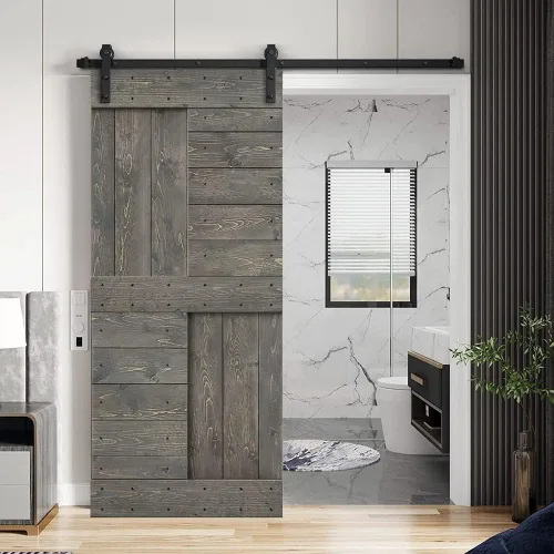 Vista 20 de TMS Serie N - Puerta corrediza interior de madera de pino anudada con kit de herrajes deslizantes (32 x 84 pulgadas, blanco)