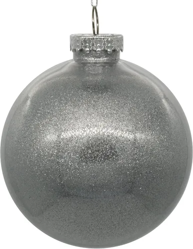 Vista 29 de Vickerman Adorno navideño de bola transparente de 3 pulgadas con interior de purpurina dorada antigua. Oro envejecido