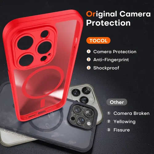 Vista 129 de TOCOL Funda para iPhone 11, compatible con Magsafe, protección completa de cámara, imanes integrados, protección contra caídas, funda translúcida