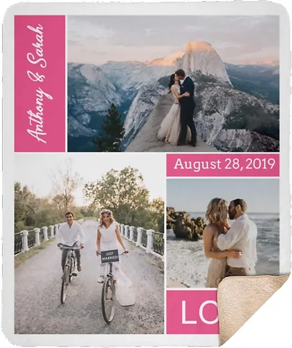 Vista 11 de Manta personalizada con collage de 3 imágenes a todo color. Personalizado de tus fotos y apellido. Manta de forro polar súper suave para bebés