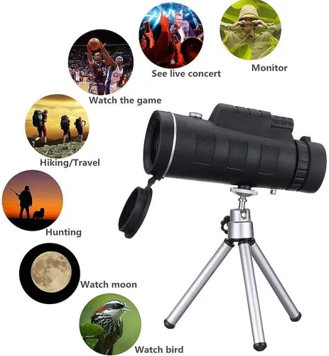 Vista 4 de Monocular Telescope, High Powered Monocular Telescope 12x50 BAK4 Prism Coating Smartphone Tripod Mount Adapter Perfect Bird Watching Hiking Concerts