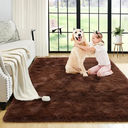 Vista 97 de Noahas Alfombras de Área Grandes y Esponjosas de 5x8 pies para Sala de Estar y Dormitorio, Alfombra Gruesa de Pelo Largo Beige y Blanca, Alfombra