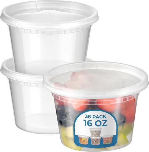 Vista 8 de Fit Meal Prep Paquete de 40 recipientes de 8 onzas con tapas, recipientes de cuarto de galón a prueba de fugas con tapas, contenedor de plástico