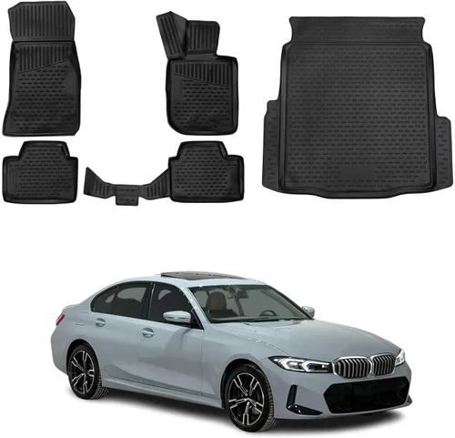 Vista 10 de OMAC Alfombrillas para BMW Serie 3, E46, E90, E91, E92, alfombrillas de coche para todo tipo de clima, 3D, ajuste personalizado, alfombrilla de goma
