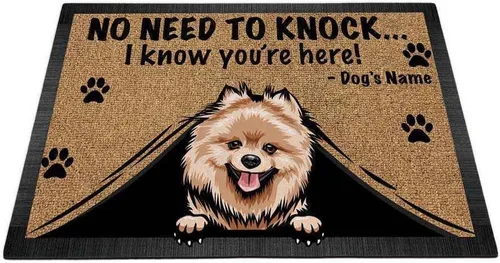 Vista 23 de Felpudo personalizado Peeking Dog Labrador No Need to Knock I Konw You're Here 23.6 x 15.7 pulgadas