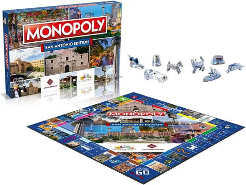 Vista 3 de Monopoly Juego de mesa San Antonio Edition: 2-6 jugadores Juegos de mesa familiares para niños y adultos, juegos de mesa para niños de 8 años