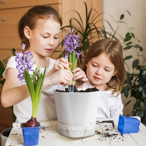 Vista 7 de GearRoot Paquete de 6 macetas de riego automático, maceta de 6.6/5 pulgadas, macetas decorativas de riego automático para plantas