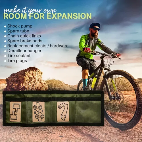 Vista 4 de Fix Manufacturing Kit de reparación de bicicleta de montaña portátil Con 16 herramientas esenciales Rompacadenas MTB, lubricante recargable