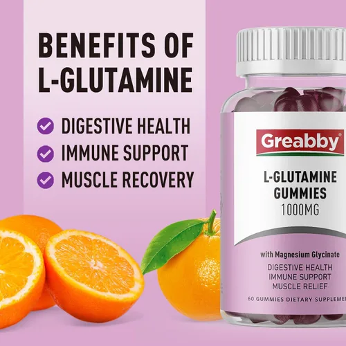 Vista 4 de L Glutamine - Gomitas de 1000 mg, alivio muscular y apoyo inmunológico, suplemento de aminoácidos con glicinato de magnesio, veganas y sin OMG, sin