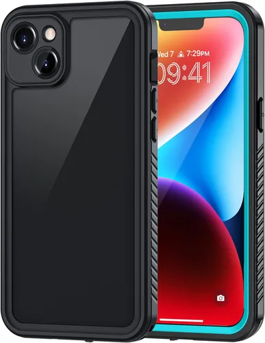 Vista 34 de Lanhiem Funda para iPhone 14, impermeable IP68 a prueba de polvo con protector de pantalla integrado, resistente a prueba de golpes de cuerpo Negro