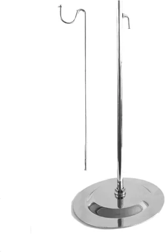 Vista 3 de Soporte de exhibición de bolso de encimera cromada ajustable de un solo gancho para monederos, formas colgantes, accesorios