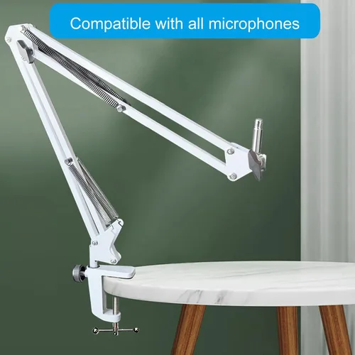 Vista 8 de NB35 Microphones Stand for Table Microphones Arm Swivels and MS089SV Microphones Shock Mount Silver for Track