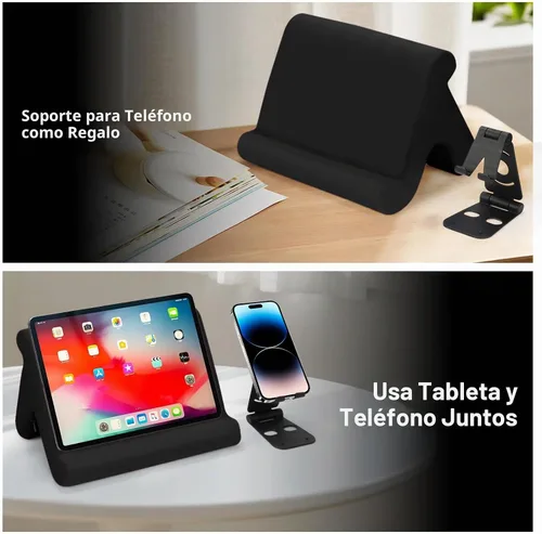 Vista 3 de Soporte universal multiángulo para tableta, soporte suave con soporte de teléfono negro para regazo, rodilla, sofá y cama, compatible con iPad Pro