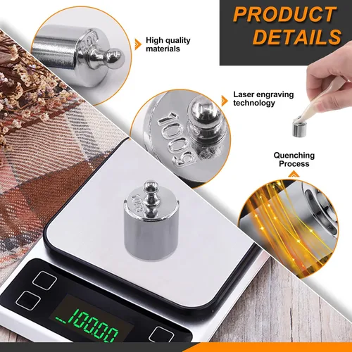Vista 4 de Juego de pesas de calibración de precisión para balanza digital, báscula de joyería (juego de 7.05 oz (gramo))
