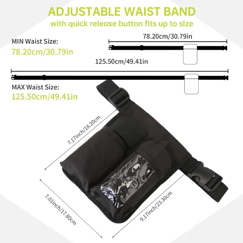 Vista 5 de Funda de aceite de masaje, bolsa de cintura de doble bolsillo para terapeutas de masaje Dual pockets fit varied pump bottles with clear