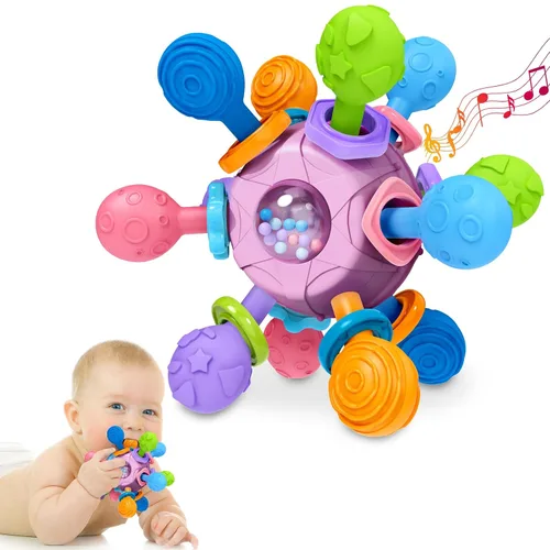 Vista 8 de Juguetes de Dentición para Bebés Mordedores para Bebés de 0-6 Meses Juguetes para Bebés Niñas Regalos para 0 3 6 9 12 Meses, Sonajeros para Recién