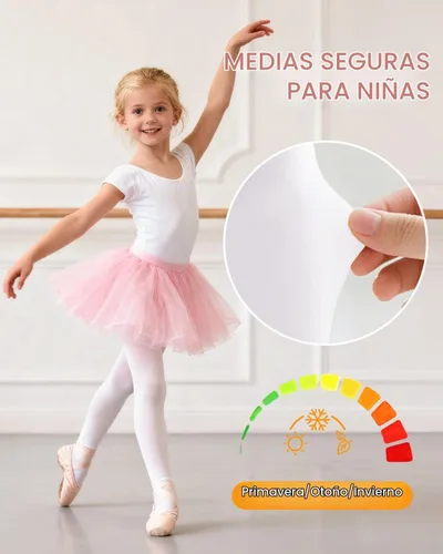 Vista 2 de Century Star Mallas de ballet para niñas pequeñas con pies opacos 00 1 paquete blanco