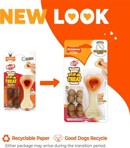 Vista 2 de Nylabone Hueso de Nuca Bone Pop-In Juguetes de Golosinas Poderosas para Perros, Juguetes Interactivos Dispensadores de Golosinas y Enriquecimiento