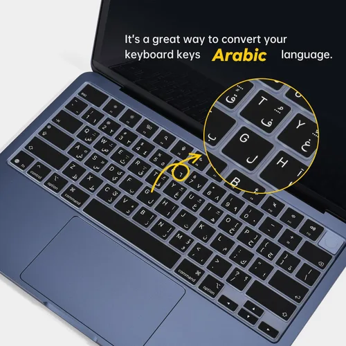 Vista 2 de Funda de teclado de silicona árabe compatible con Apple MacBook Neo 13 A3404 de 13 pulgadas con chip A18 Pro, MacBook Neo de 13 pulgadas, protector