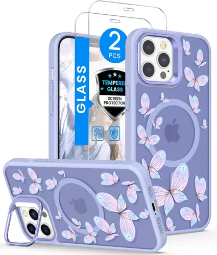 Vista 10 de Dretal para Funda iPhone 12, Funda iPhone 12 Pro Floral, con Protector de Pantalla, Soporte para Cámara, Protección de Grado Militar, Funda