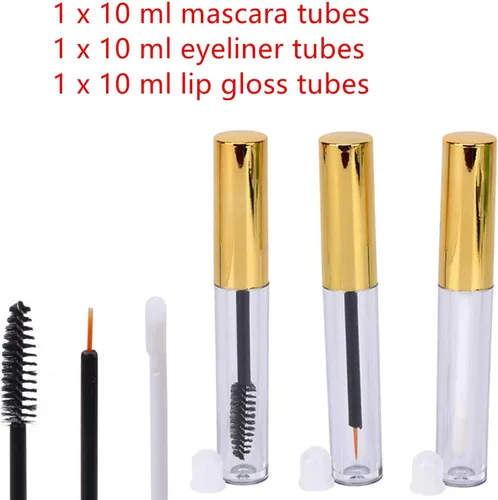 Vista 8 de Ideal Swan Botella vacía de 0.3 fl oz para delineador de ojos, botella de brillo de labios con embudo de 3 piezas e inserciones de goma para aceite