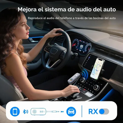 Vista 6 de Transmisor receptor Bluetooth A6 Pro, adaptador de audio inalámbrico 2 en 1 para avión/TV/PC/gimnasio, auriculares de doble enlace, receptor