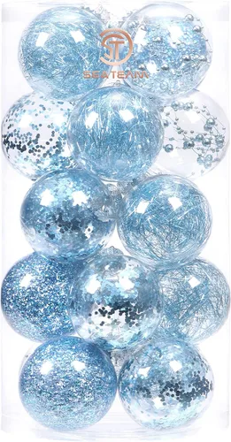 Vista 38 de Sea Team Juego de bolas de Navidad de plástico transparente, inastillables, varios tamaños, bolas decorativas de Navidad con decoraciones delicadas