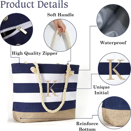 Vista 10 de YOOLIFE Bolsas de playa para mujer, bolsa de lona de viaje, bolsa impermeable para piscina, artículos esenciales de viaje, regalos para mujeres