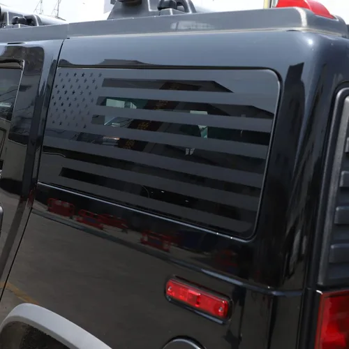 Vista 7 de Calcomanías de vinilo con la bandera estadounidense para ventana lateral trasera compatibles con Hummer H2 2003-2009, calcomanías precortadas