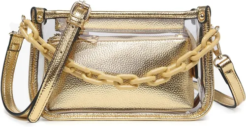 Vista 24 de Jessica - Bolso vegano transparente para mujer, aprobado por estadios, bolsos cruzados para conciertos, eventos deportivos