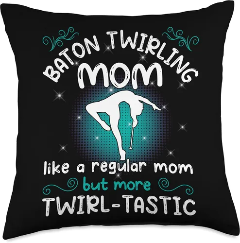 Vista 4 de like a regular mom but more Twirl-tastic - baton twirler Throw Pillow