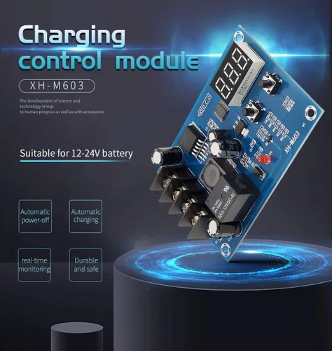 Vista 2 de Controlador de carga de batería Interruptor de protección Pantalla digital Encendido Apagado Relé Controlador de carga para batería de 12 V 24 V