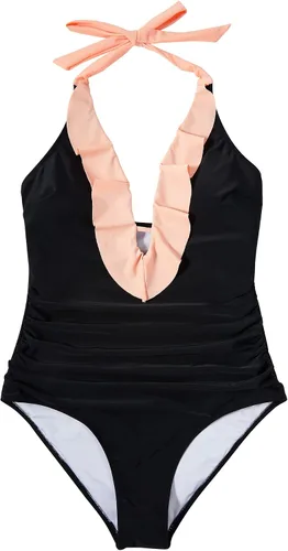 Vista 13 de SUUKSESS Traje de baño sexy de una pieza con volantes y control de abdomen para mujer