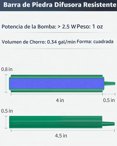 Vista 2 de Pawfly Barra Difusora de Aire para Acuario 4 Pulgadas, Burbujeador de Piedra para Tanque de Peces con Base de Plástico Cuadrada Difusor de Oxígeno