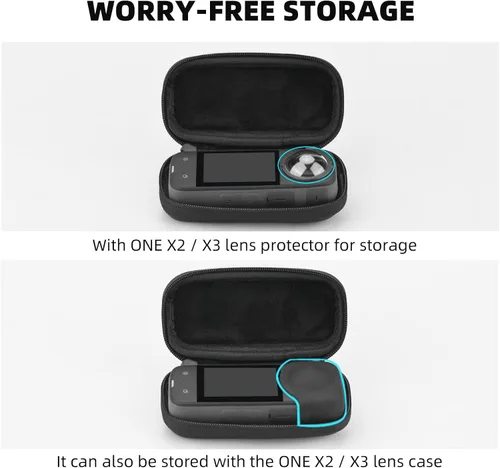 Vista 4 de BRDRC Funda de transporte para Insta360 X3, bolsa de almacenamiento portátil, funda protectora de lente, funda protectora de carcasa rígida de viaje