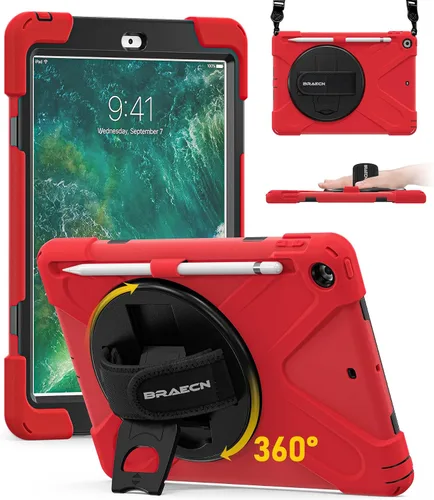 Vista 13 de BRAECN Funda para iPad 6ª/5ª Generación, Funda iPad 9.7 2018/2017 - Resistente a Prueba de Golpes con Soporte para Lápices, Correa de Hombro
