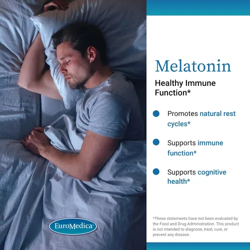 Vista 3 de EuroMedica Melatonina - Suplemento de apoyo para el sueño con antioxidantes - Suplemento sin gluten para un sueño saludable - Suplemento dietético