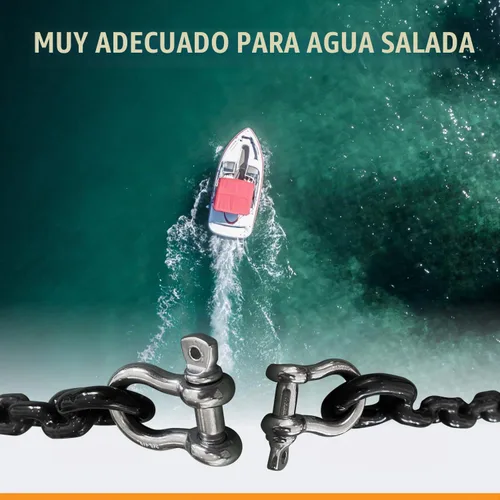 Vista 5 de Anchor-Man - Cadena de anclaje para barco recubierta de PVC, cadena de ancla marina negra con grilletes de acero inoxidable para barcos, kayaks