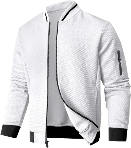Vista 14 de SAVKOOV Chaqueta ligera de ajuste holgado para hombre, chaqueta bomber casual y elegante