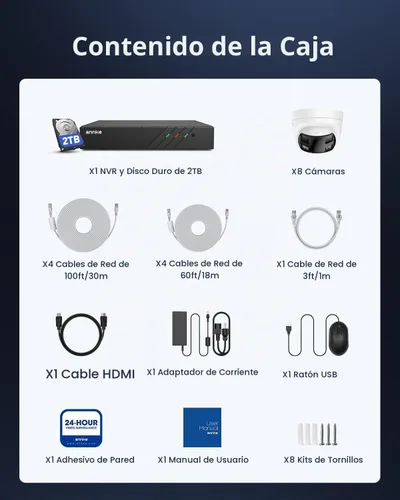 Vista 9 de ANNKE Sistema de cámara de seguridad PoE 4K con doble lente, gran angular de 180°, disco duro de 2 TB